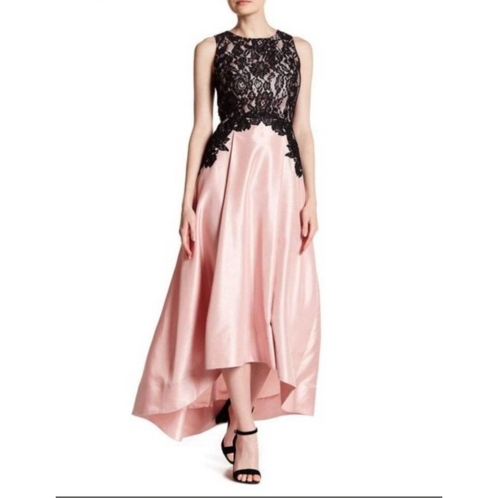 Size 12 new Sangria Women's Pink Laced Bodice High Low Dress